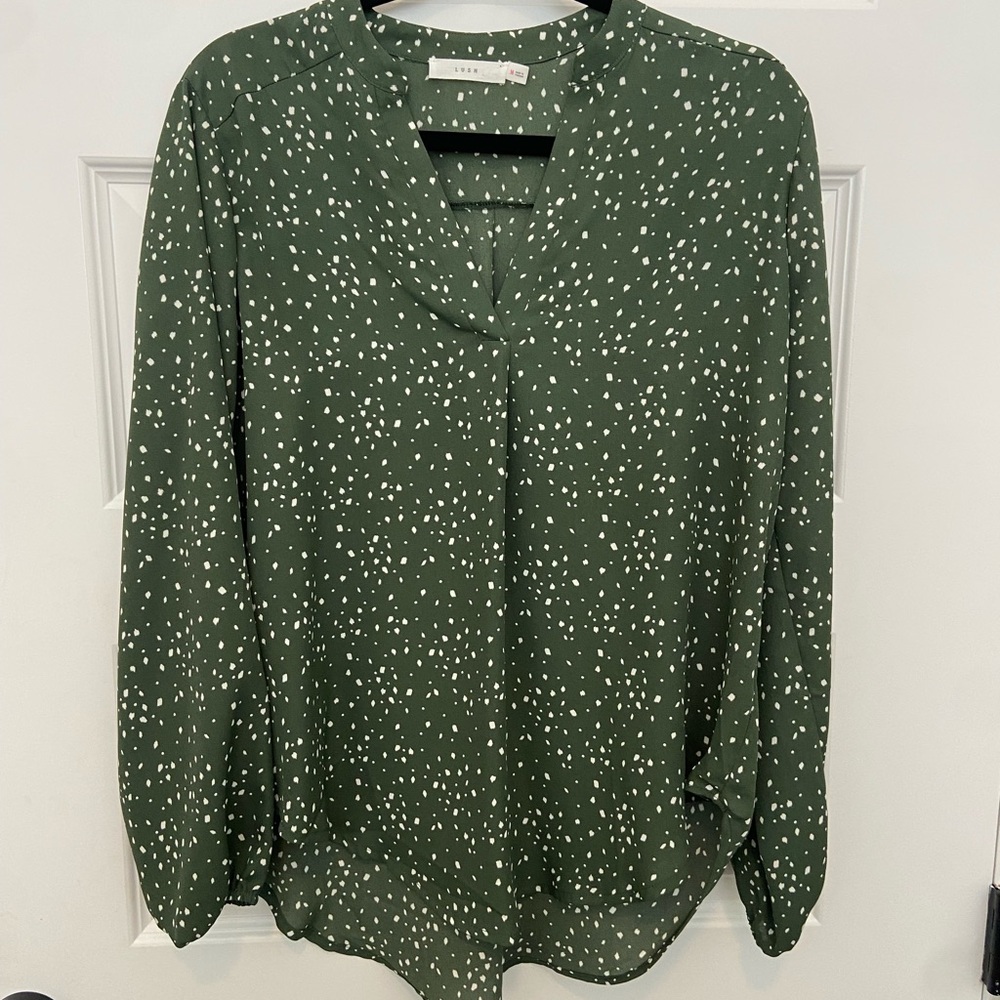 Lush Forest Green Speckled Blouse